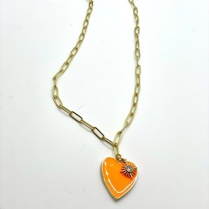 Gold tone paper chain link with charms